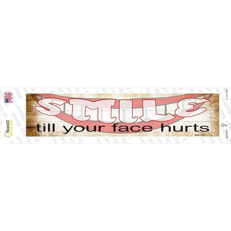 K-1729s-M Smile Face Hurts Novelty Narrow Sticker Decal - Medium