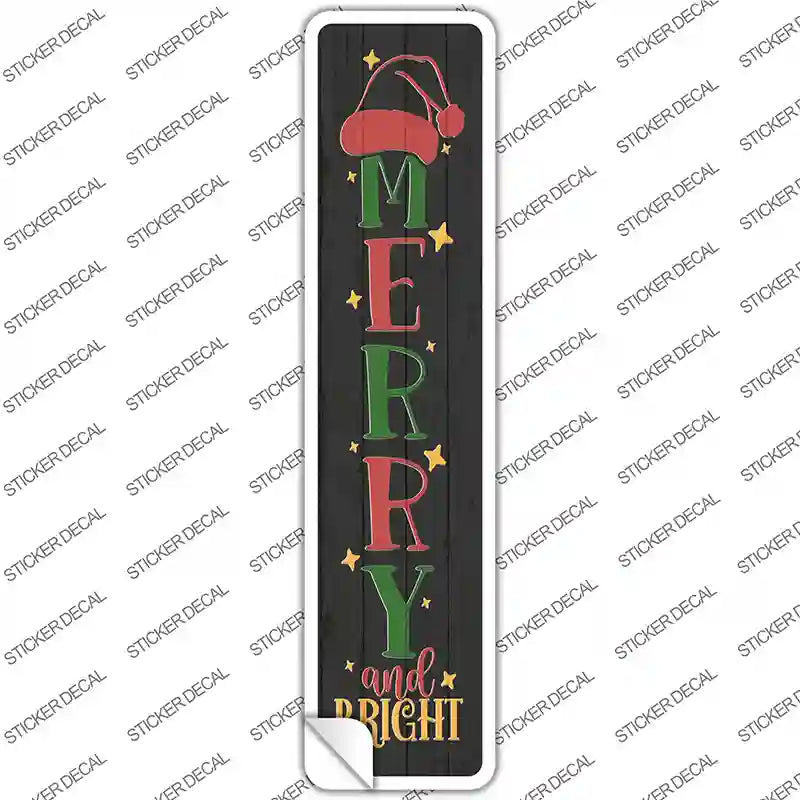K-1688s-L Merry & Bright Black Novelty Narrow Sticker Decal - Large