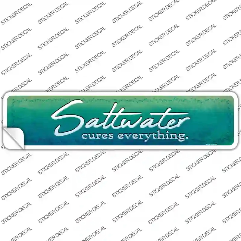 K-885s-S Saltwater Cures Everything Novelty Narrow Sticker Decal - Small