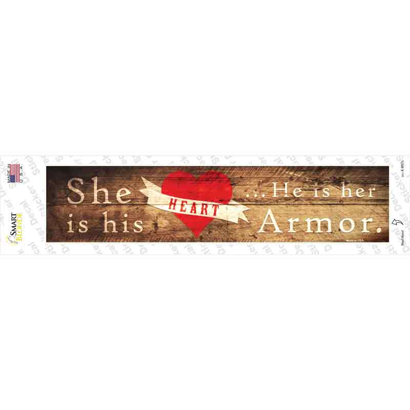 K-897s-M Heart & Armor Wood Silhouette Novelty Narrow Sticker Decal - Medium