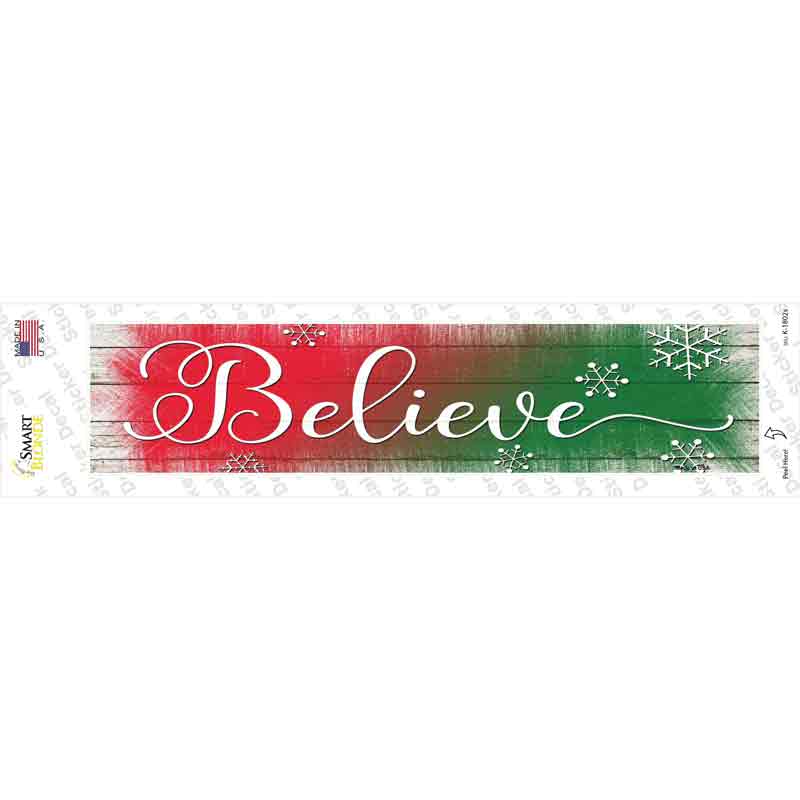 K-1802s-M Believe Red & Green Novelty Narrow Sticker Decal - Medium