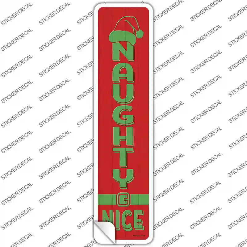 K-1679s-S Naughty Nice Red Novelty Narrow Sticker Decal - Small