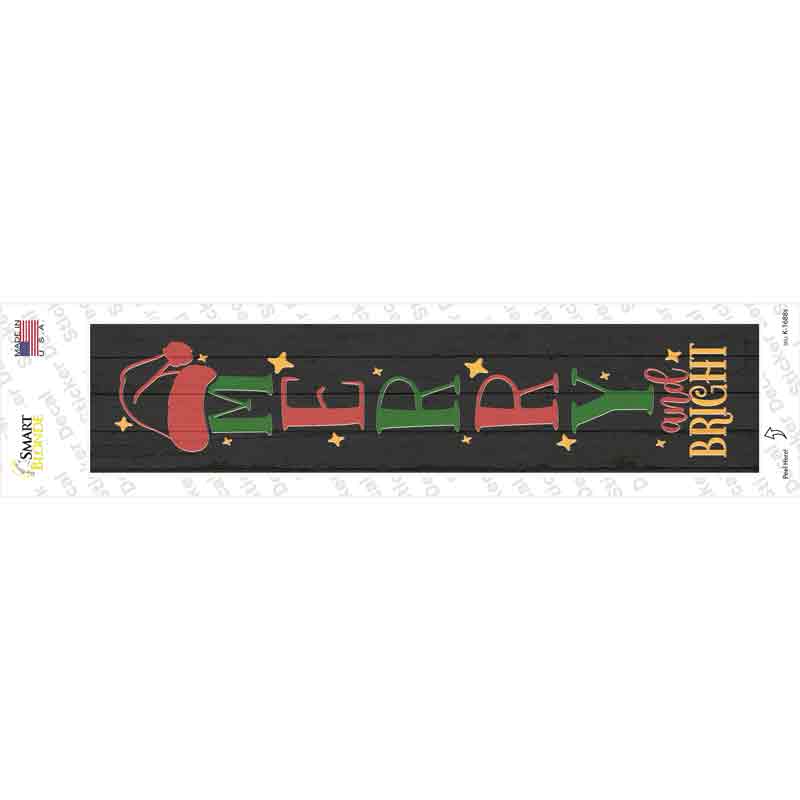K-1688s-M Merry & Bright Black Novelty Narrow Sticker Decal - Medium