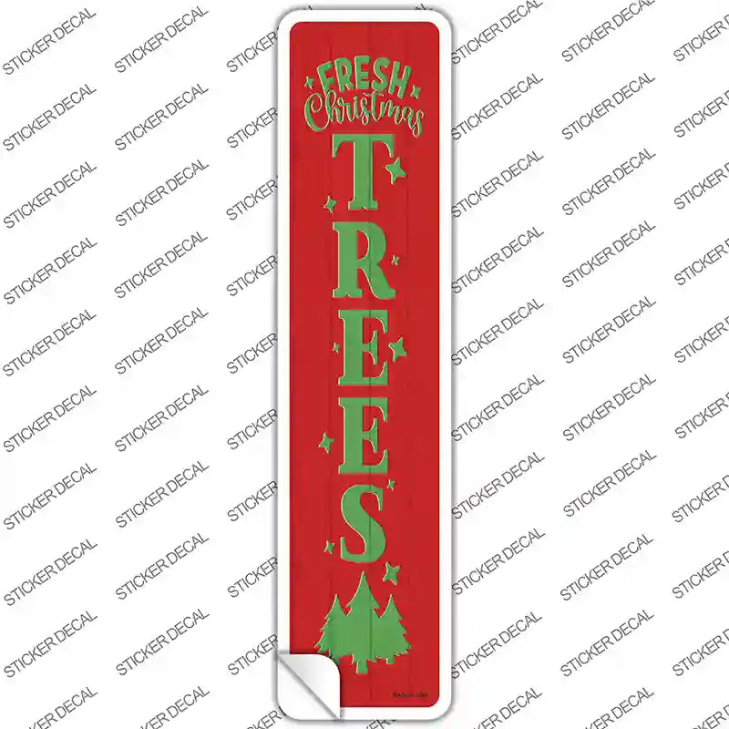 K-1693s-L Fresh Christmas Trees Red Novelty Narrow Sticker Decal - Large