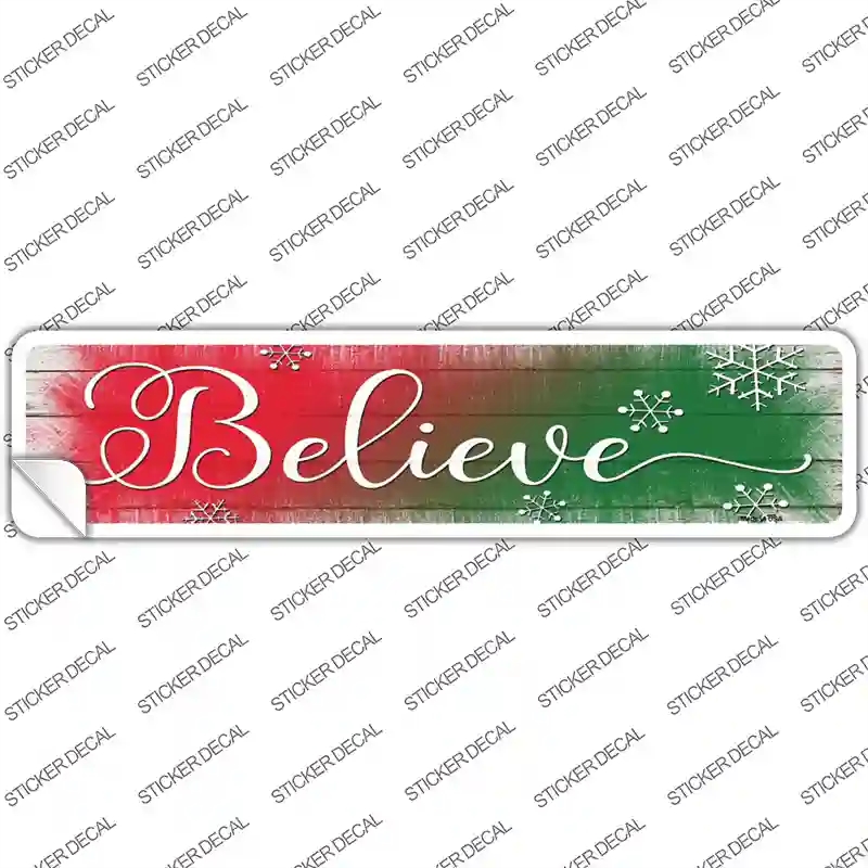 K-1802s-S Believe Red & Green Novelty Narrow Sticker Decal - Small