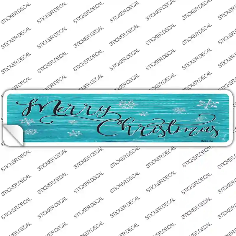K-1805s-S Merry Christmas Blue Novelty Narrow Sticker Decal - Small