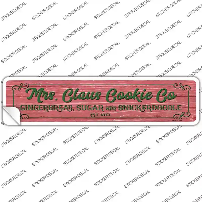 K-1806s-S Mrs Claus Cookie Co Red Novelty Narrow Sticker Decal - Small