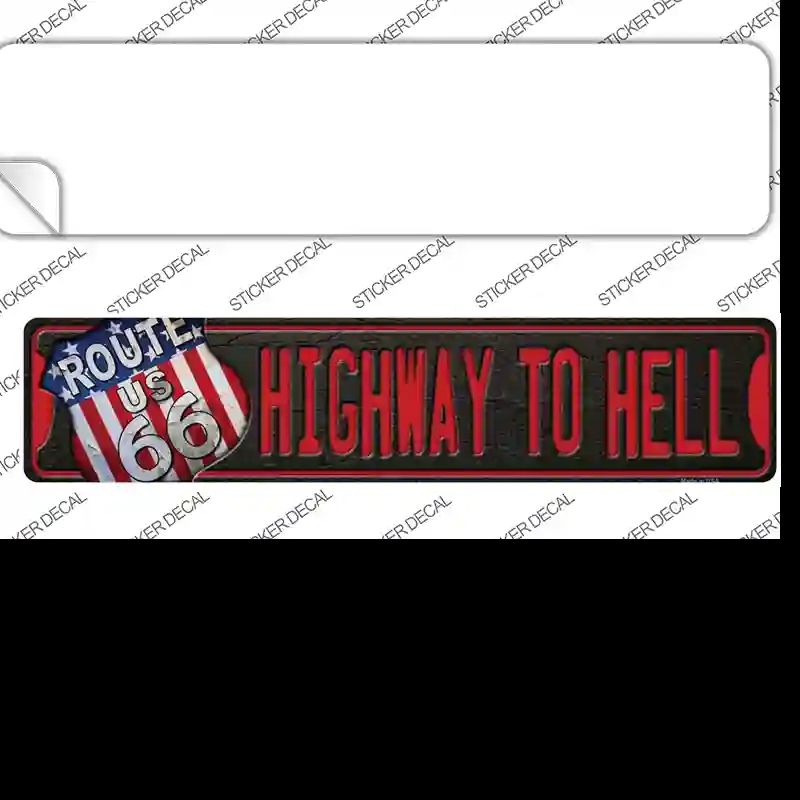 K-588s-XL Highway to Hell Route 66 Novelty Narrow Sticker Decal - Extra Large