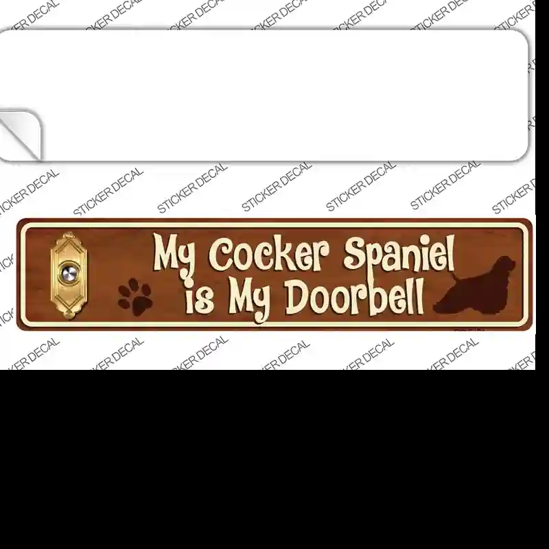 K-633s-L Cocker Spaniel is Doorbell Novelty Narrow Sticker Decal - Large