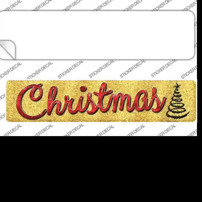 K-654s-XL Christmas with Tree Novelty Narrow Sticker Decal - Extra Large