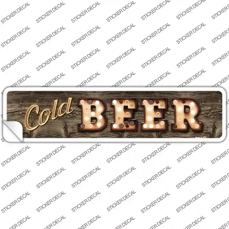 K-813s-L Cold Beer Bulb Lettering Novelty Narrow Sticker Decal - Large
