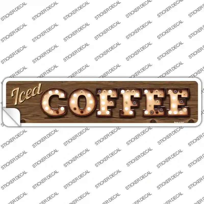 K-833s-S Iced Coffee Bulb Lettering Novelty Narrow Sticker Decal - Small