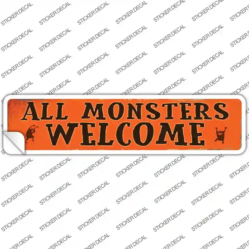 K-599s-L All Monsters Welcome Novelty Narrow Sticker Decal - Large