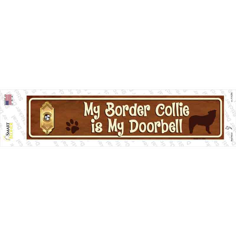 K-628s-M Border Collie is Doorbell Novelty Narrow Sticker Decal - Medium