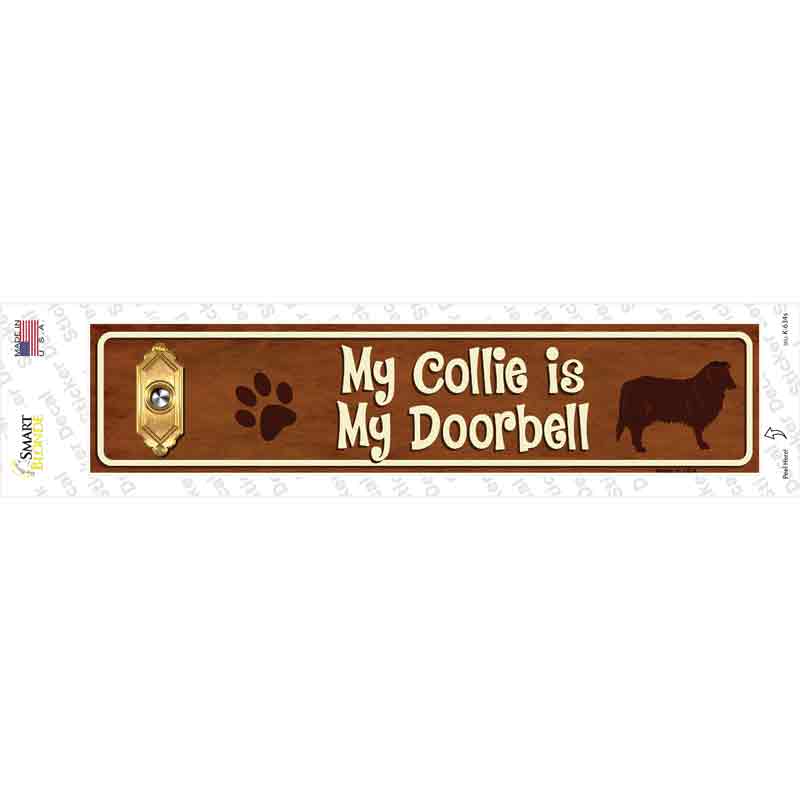 K-634s-M Collie is Doorbell Novelty Narrow Sticker Decal - Medium