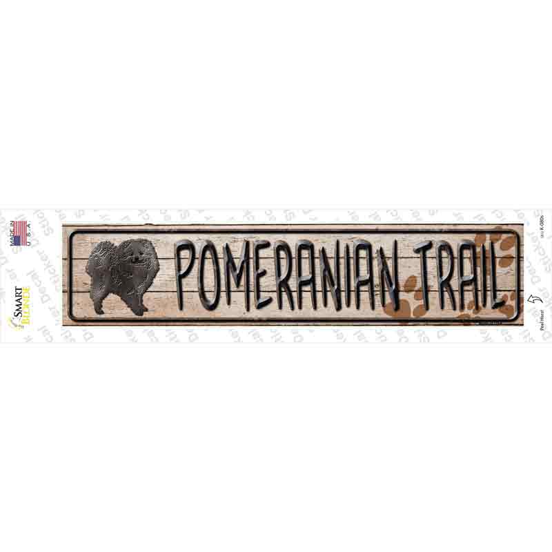 K-080s-M Pomeranian Trail Novelty Narrow Sticker Decal - Medium