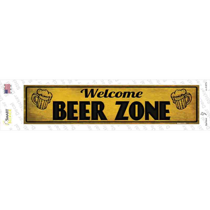K-877s-M Welcome Beer Zone Novelty Narrow Sticker Decal - Medium