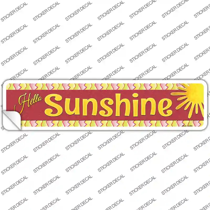 K-729s-S Hello Sunshine Pink Novelty Narrow Sticker Decal - Small