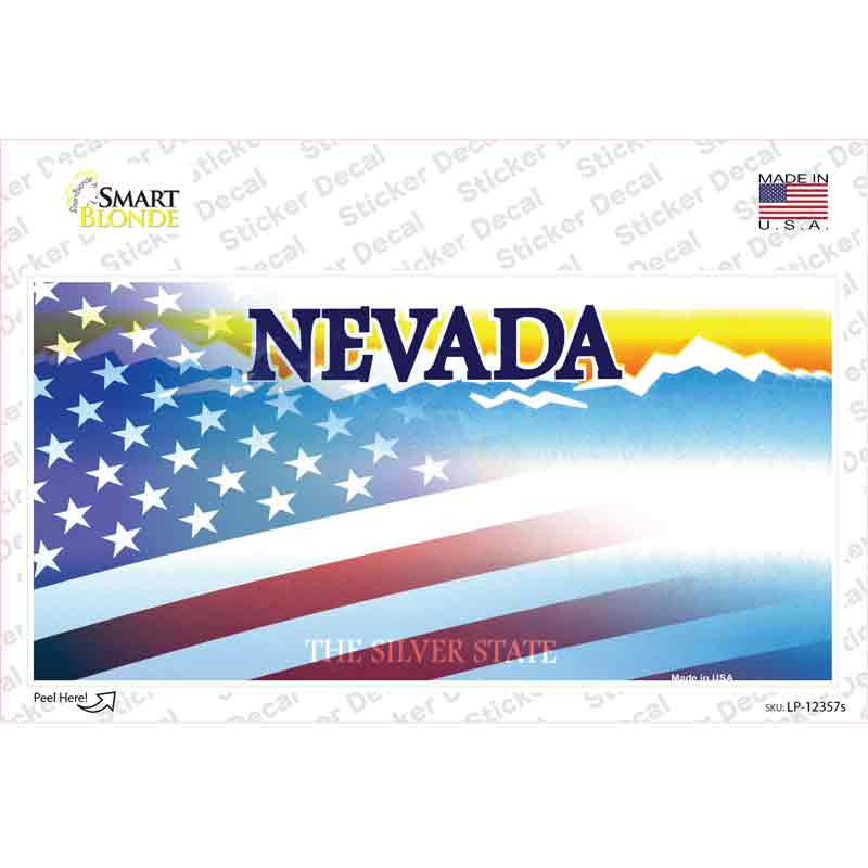 LP-12357s-M Nevada with American Flag Novelty Sticker Decal - Medium