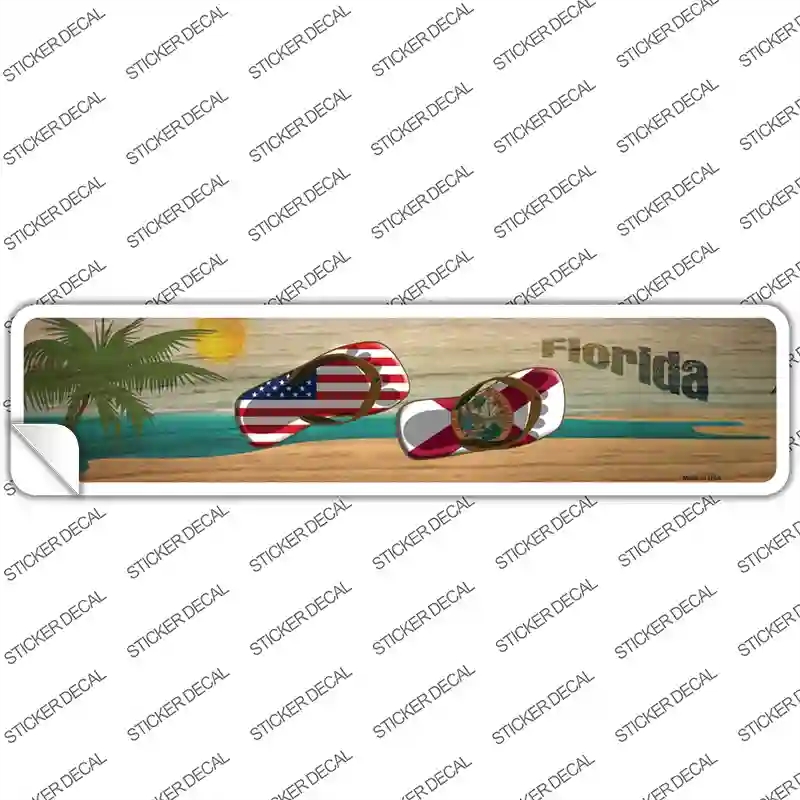 K-1482s-L Florida & US Flag Novelty Narrow Sticker Decal - Large