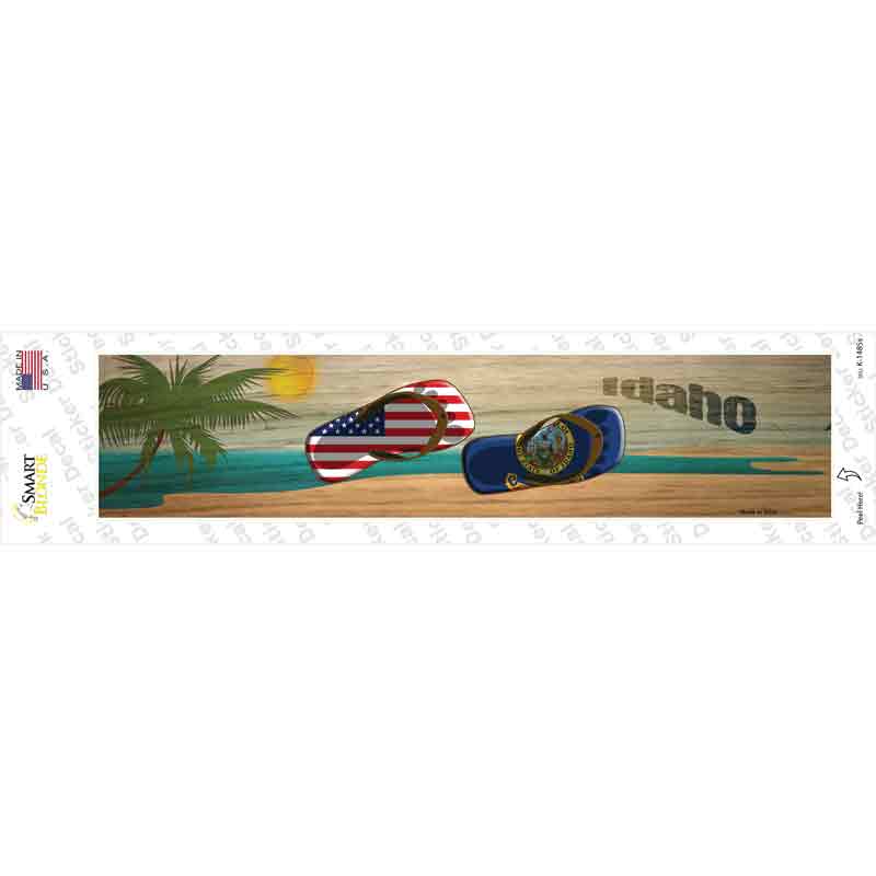 K-1485s-M Idaho & US Flag Novelty Narrow Sticker Decal - Medium