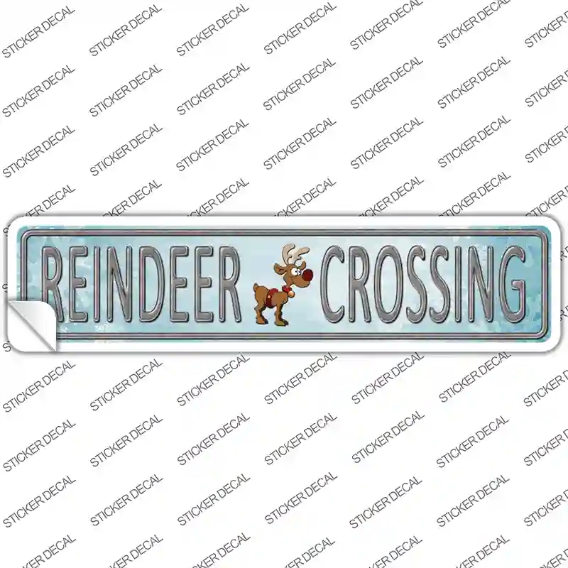 K-501s-L Reindeer Crossing Novelty Narrow Sticker Decal - Large