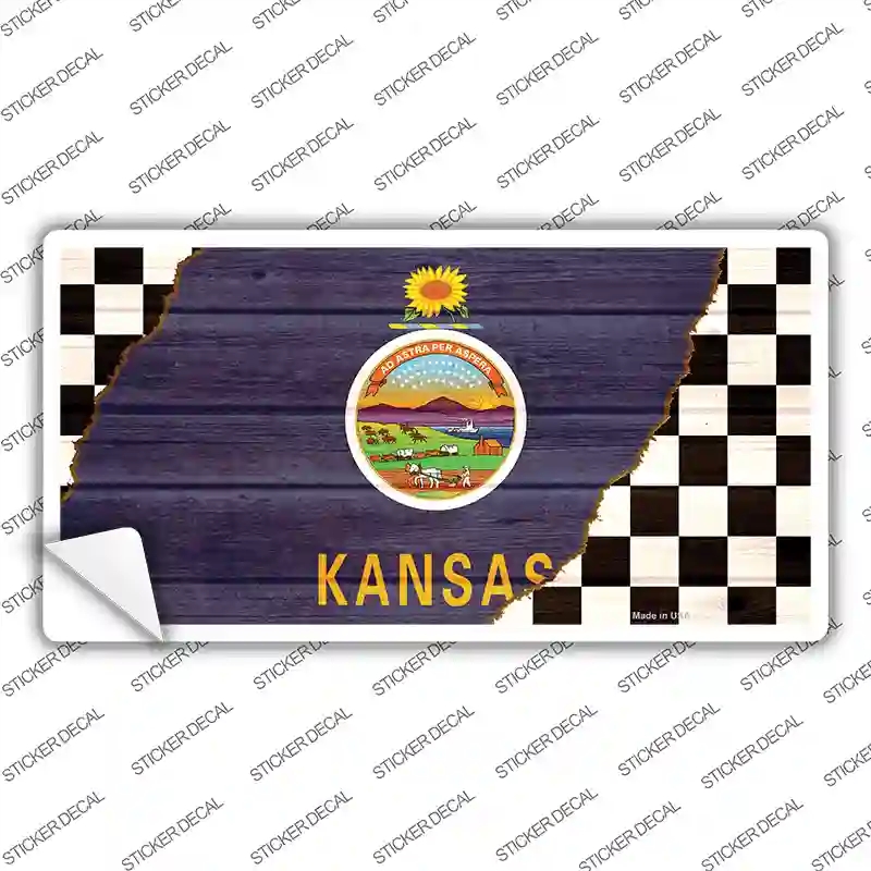 LP-13701s-S Kansas Racing Flag Novelty Sticker Decal - Small