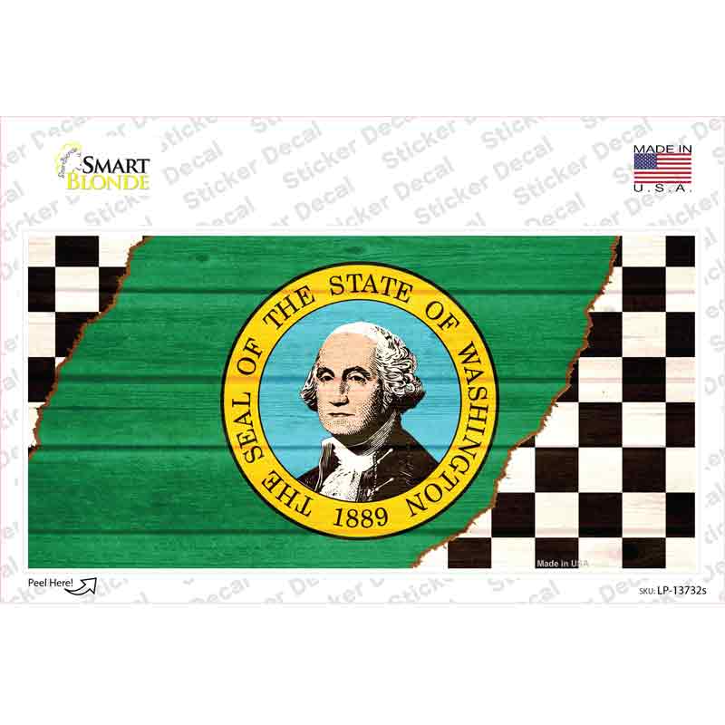 LP-13732s-M Washington Racing Flag Novelty Sticker Decal - Medium