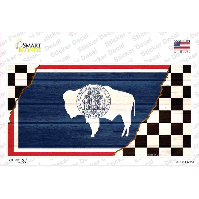 LP-13735s-M Wyoming Racing Flag Novelty Sticker Decal - Medium