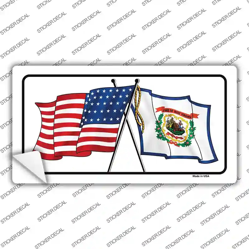 LP-11508s-S West Virginia Crossed US Flag Novelty Sticker Decal - Small
