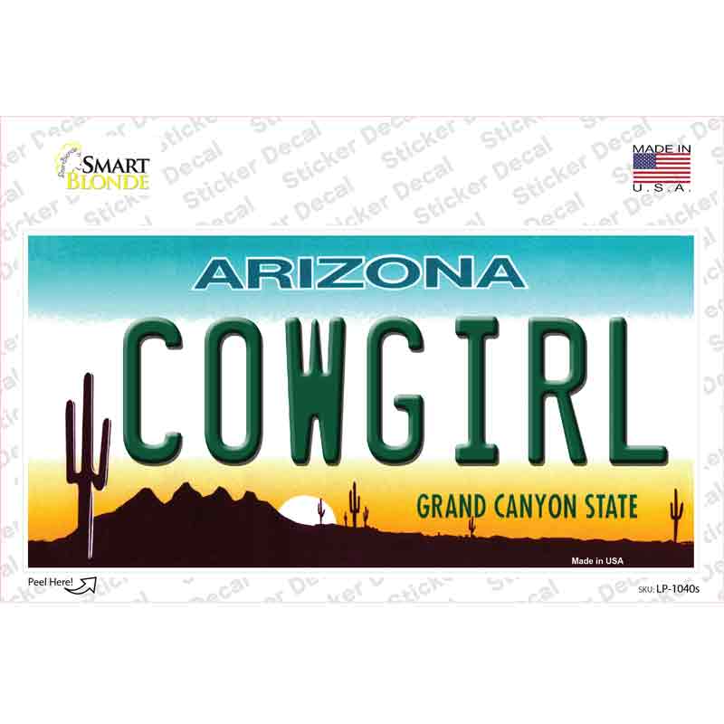 LP-1040s-M Cowgirl Arizona Novelty Sticker Decal - Medium