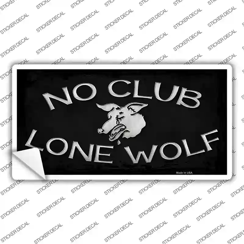 LP-11679s-S No Club Lone Wolf Novelty Sticker Decal - Small