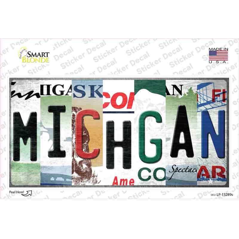 LP-13289s-M Michigan Strip Art Novelty Sticker Decal - Medium