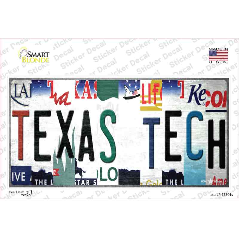 LP-13301s-M Texas Tech Strip Art Novelty Sticker Decal - Medium