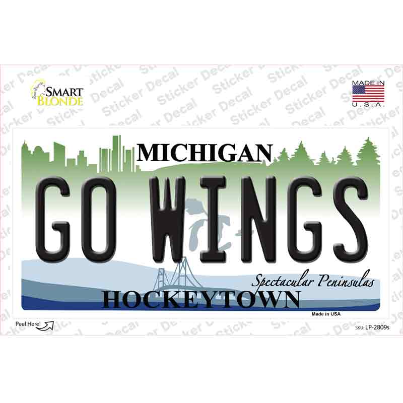 LP-2809s-M Go Wings Michigan State Novelty Sticker Decal - Medium