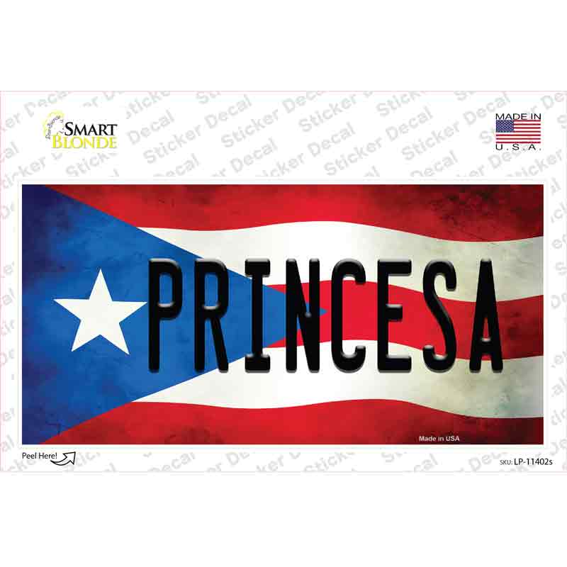 LP-11402s-M Princesa Puerto Rico Flag Novelty Sticker Decal - Medium