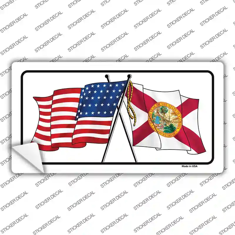 LP-11469s-S Florida Crossed US Flag Novelty Sticker Decal - Small