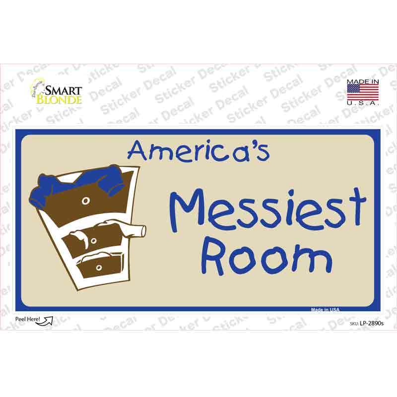LP-2890s-M Americas Messiest Room Novelty Sticker Decal - Medium