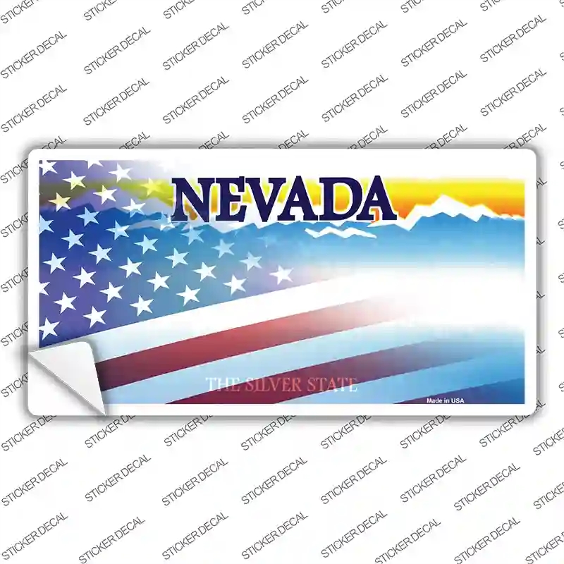 LP-12357s-L Nevada with American Flag Novelty Sticker Decal - Large
