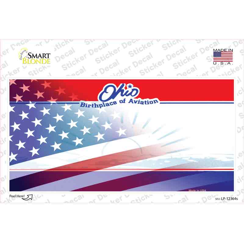 LP-12364s-M Ohio with American Flag Novelty Sticker Decal - Medium