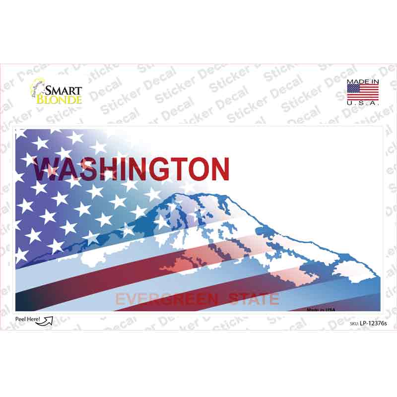 LP-12376s-M Washington with American Flag Novelty Sticker Decal - Medium
