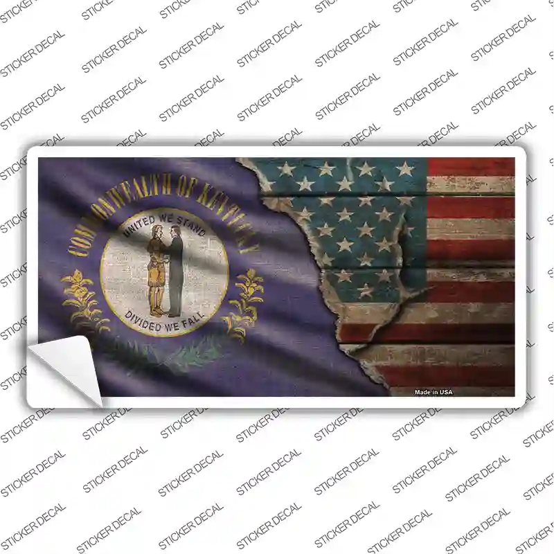 LP-12396s-S Kentucky & American Flag Novelty Sticker Decal - Small