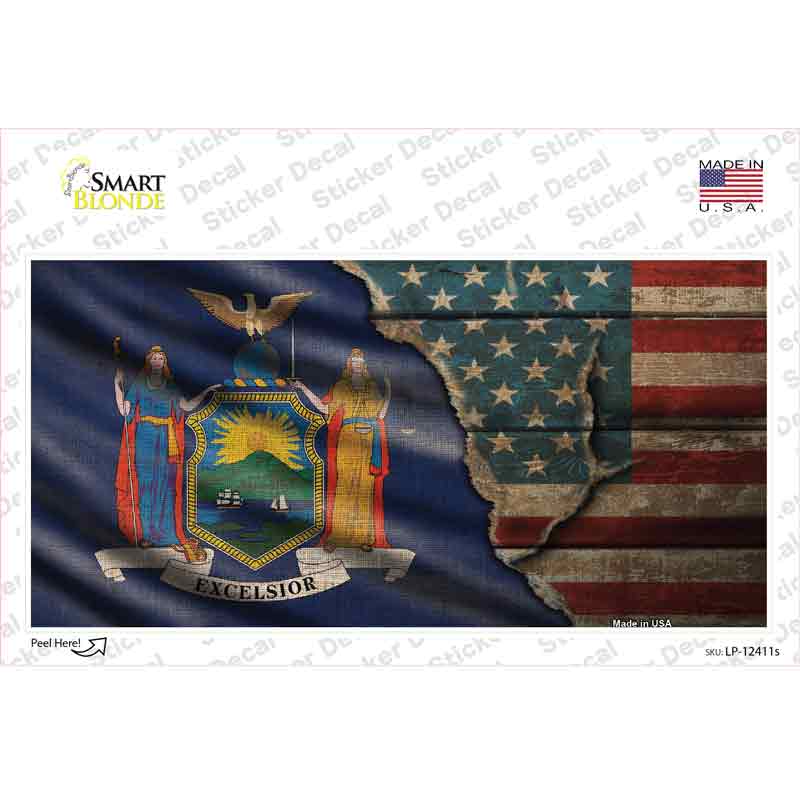 LP-12411s-M   York & American Flag Novelty Sticker Decal - Medium