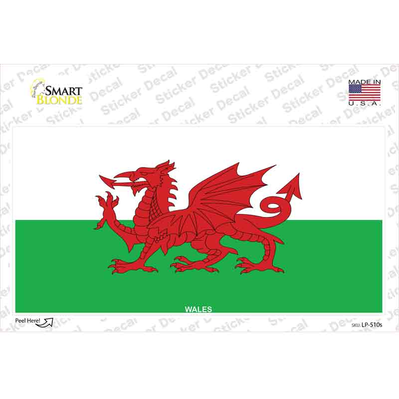 LP-510s-M Wales Flag Novelty Sticker Decal - Medium