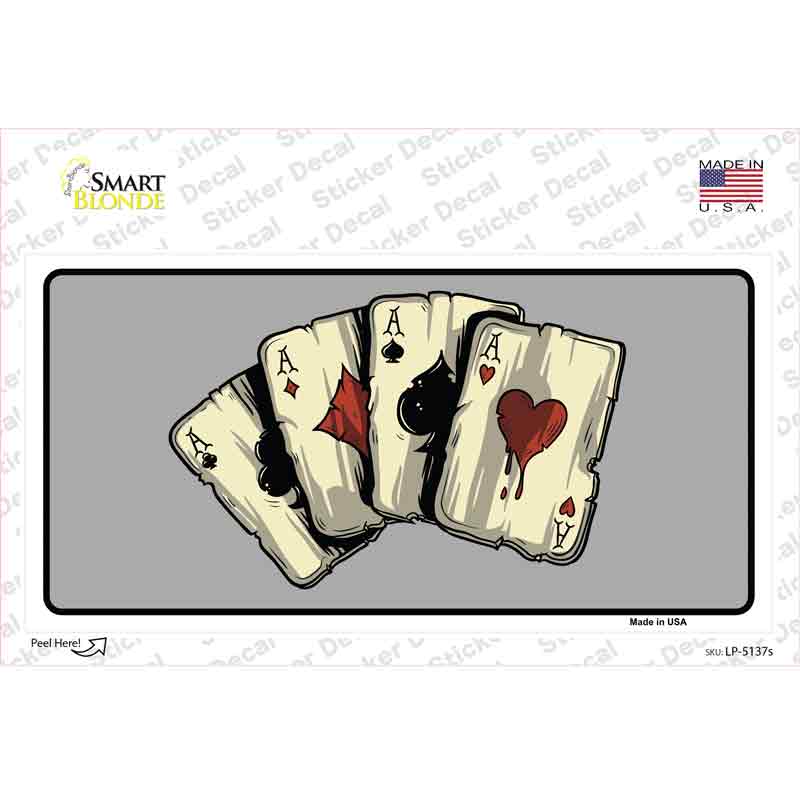 LP-5137s-M Four Aces Cards Novelty Sticker Decal - Medium
