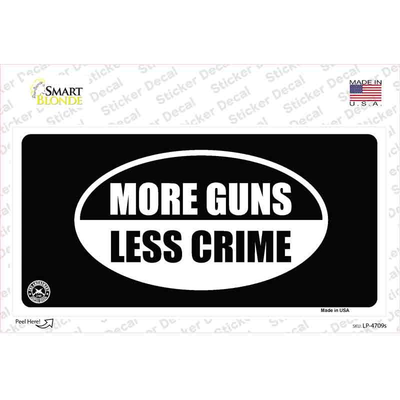 LP-4709s-M More Guns Less Crime Novelty Sticker Decal - Medium