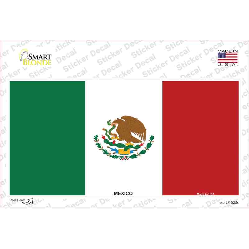LP-523s-M Plain Mexico Flag Novelty Sticker Decal - Medium