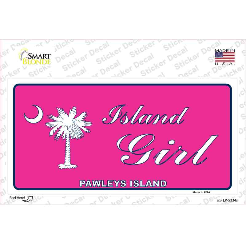 LP-5334s-M Island Girl Pink Novelty Sticker Decal - Medium