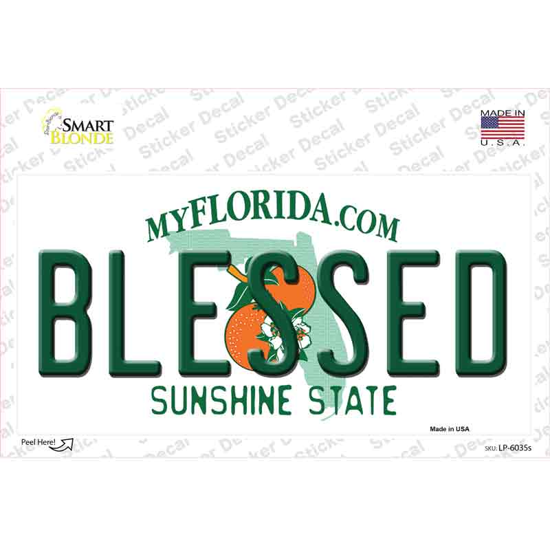 LP-6035s-M Blessed Florida Novelty Sticker Decal - Medium