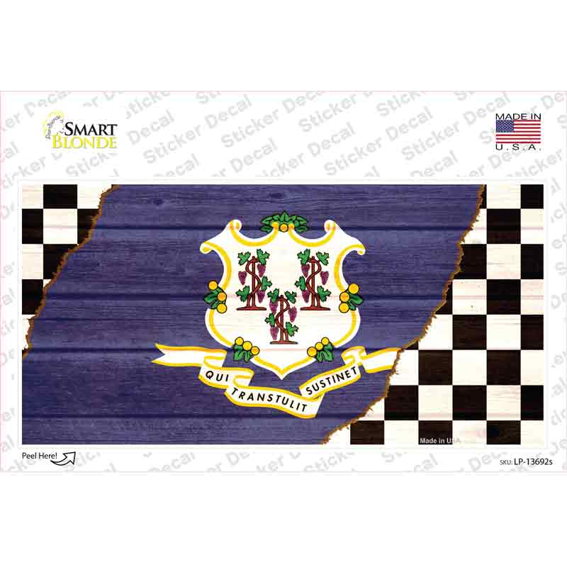 LP-13692s-M Connecticut Racing Flag Novelty Sticker Decal - Medium